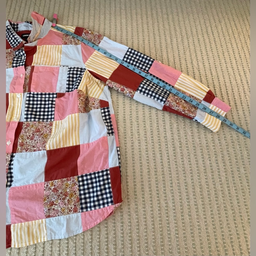 Lands’ End Patchwork Long Sleeve Button Up Women’… - image 5